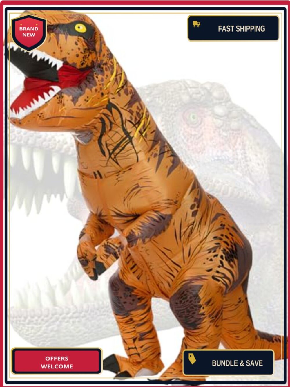 Inflatable Dinosaur Costume Adult T-Rex Fancy Dress Halloween Cosplay